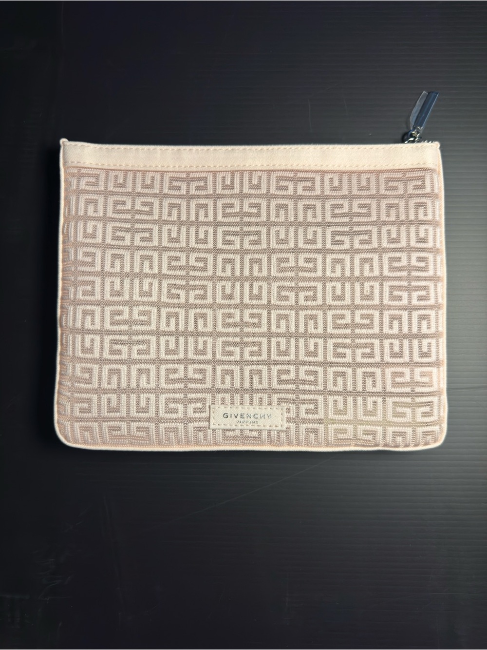Givenchy Blush Pink Jacquard Logo Zip Pouch